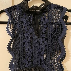 Self portrait dress navy and black lace